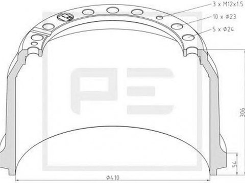 Tambur frana MERCEDES-BENZ AXOR 2 PEAUTOMOTIVE 01652500A