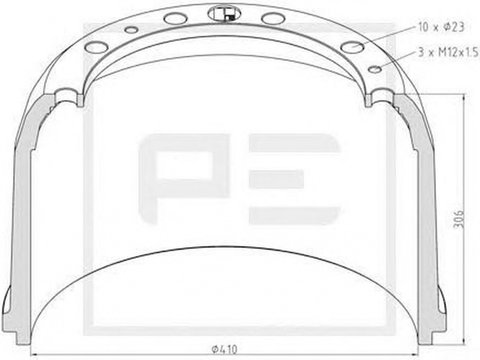 Tambur frana MERCEDES-BENZ O 303 PEAUTOMOTIVE 01644300A