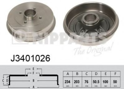 Tambur frana NISSAN MICRA C+C (K12) (2005 - 2016) NIPPARTS J3401026