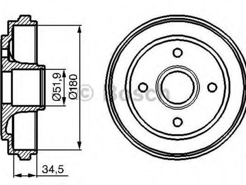 Tambur frana OPEL AGILA A H00 BOSCH 0986477128