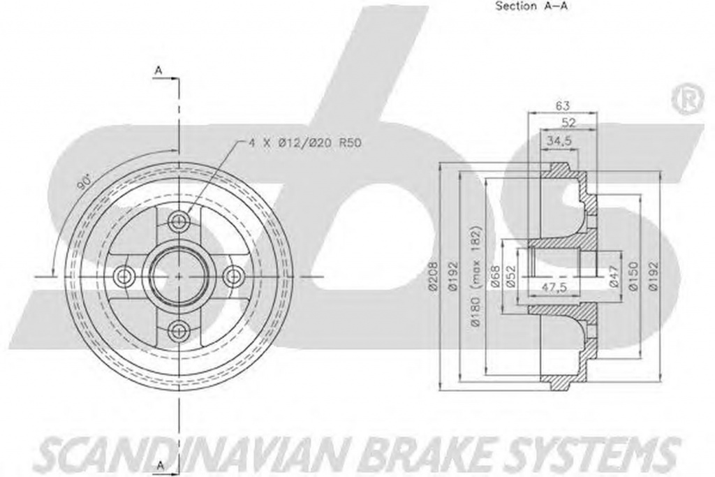 Tambur frana OPEL AGILA A H00 sbs 1825253618