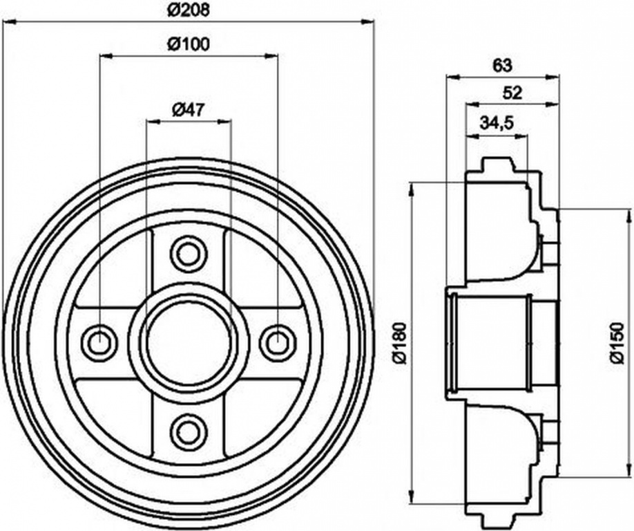 Tambur frana OPEL AGILA A H00 TEXTAR 94023900