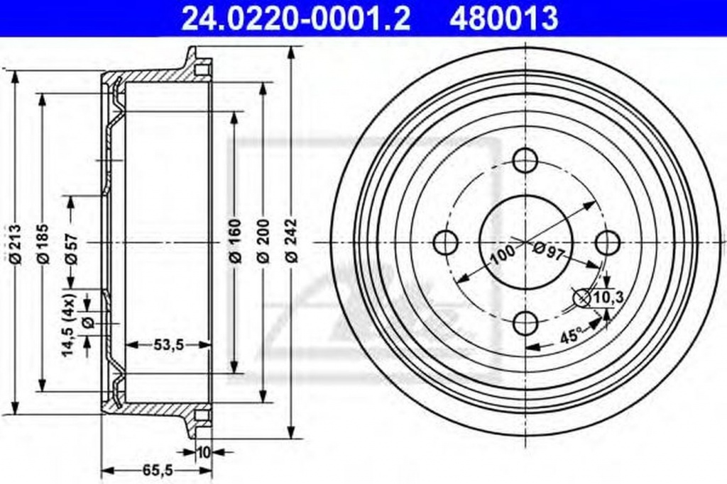 Tambur frana OPEL ASTRA F 56 57 ATE 24022000012