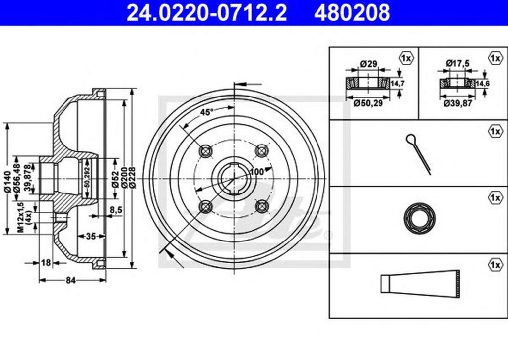 Tambur frana OPEL CORSA B 73 78 79 ATE 24022007122