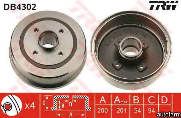Tambur frana OPEL CORSA C caroserie F08 W5L TRW DB