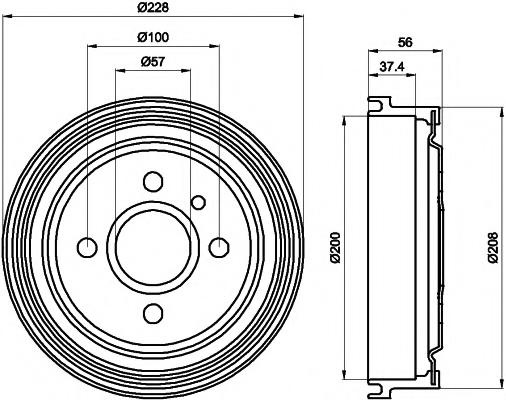 Tambur frana OPEL KADETT D (31_-34_, 41_-44_), OPEL MONZA E (39_, 49_), OPEL KADETT E hatchback (33_, 34_, 43_, 44_) - HELLA PAGID 8DT 355 301-181