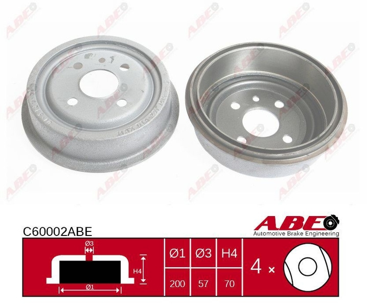 Tambur frana OPEL VECTRA A hatchback 88 89 Producator ABE C60002ABE