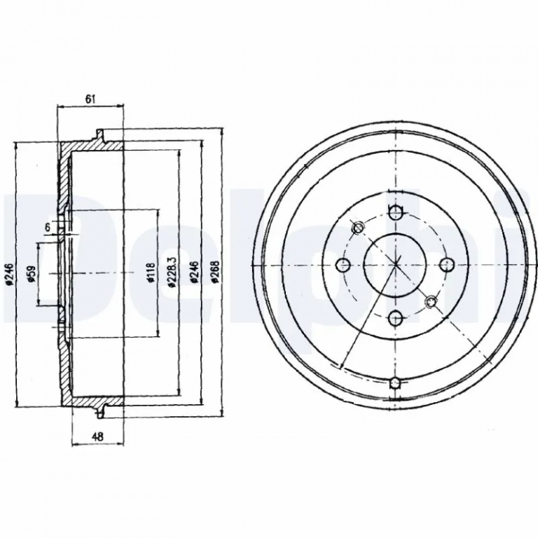 Tambur frana pentru FIAT FIORINO microbus (225_) 2007-2019