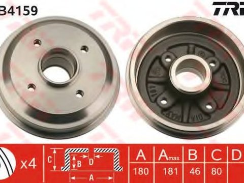 Tambur frana PEUGEOT 106   (1A, 1C) (1991 - 1996) TRW DB4159