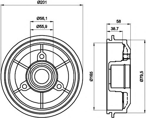 Tambur frana PEUGEOT 106 (1A, 1C), Citroen AX (ZA-_), Citroen CHANSON (S0, S1) - HELLA PAGID 8DT 355 300-051