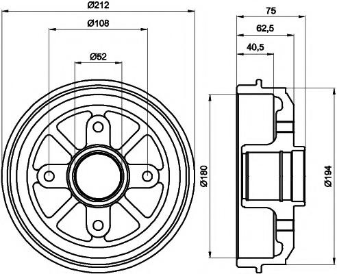 Tambur frana PEUGEOT 106 (1A, 1C), Citroen CHANSON (S0, S1), PEUGEOT 106 Mk II (1) - HELLA PAGID 8DT 355 301-311