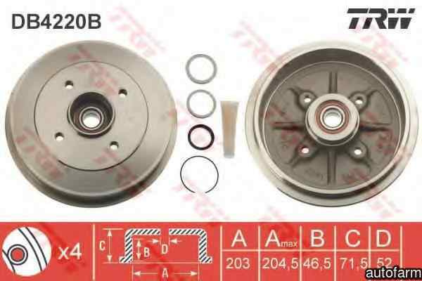 Tambur frana PEUGEOT 206 limuzina TRW DB4220B