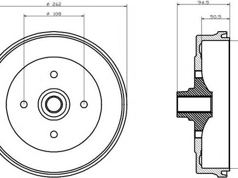 Tambur frana PORSCHE 924 - HELLA PAGID 8DT 355 301-251