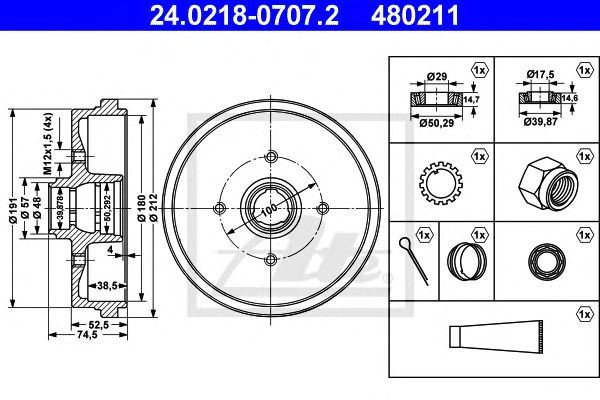 Tambur frana punte spate cu rulment VW GOLF/JETTA/PASSAT/POLO/SCIROCCO 73-01 - Cod intern: W20299138 - LIVRARE DIN STOC in 24 ore!!!