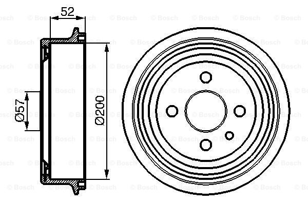 Tambur frana puntea spate (0986477018 BOSCH) BEDFORD,CHEVROLET,DAEWOO,HOLDEN,OPEL,VAUXHALL,ZAZ