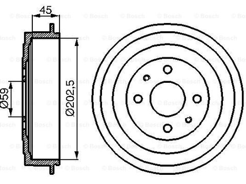 Tambur frana puntea spate (0986477109 BOSCH) ALFA ROMEO,FIAT,LANCIA