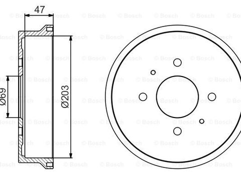 Tambur frana puntea spate (0986477235 BOSCH) MITSUBISHI,SMART