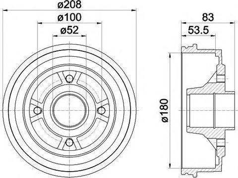 Tambur frana RENAULT CLIO (B/C57_, 5/357_), RENAULT ENCORE (B/C37_), RENAULT TWINGO I (C06_) - HELLA PAGID 8DT 355 301-261