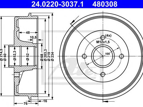 Tambur frana RENAULT Clio II Hatchback (BB, CB) (An fabricatie 09.1998 - 08.2016, 54 - 110 CP, Diesel, Benzina, Benzina/Etanol, Benzina/Gaz petrolier (LPG)) - Cod intern: W20162213 - LIVRARE DIN STOC in 24 ore!!!