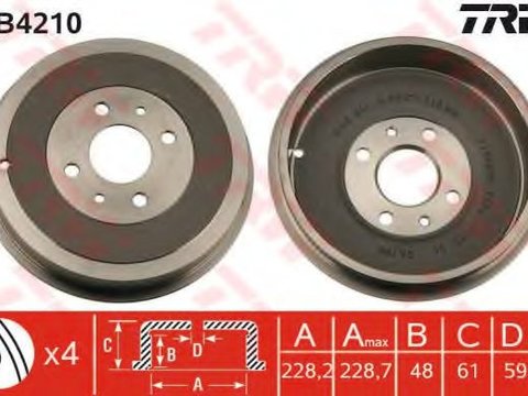 Tambur frana RENAULT GRAND SCENIC II (JM0/1) (2004 - 2016) TRW DB4210 piesa NOUA