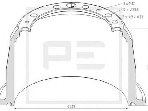 Tambur frana SCANIA 4 - series PE AUTOMOTIVE 12609200A