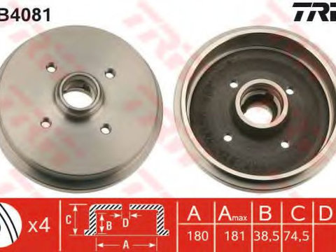 Tambur frana SEAT TOLEDO   (1L) (1991 - 1999) TRW DB4081