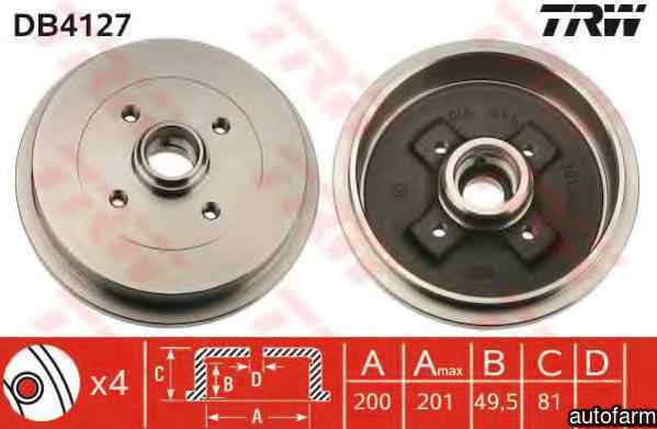 Tambur frana SKODA FAVORIT pick-up 787 TRW DB4127