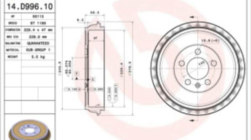 Tambur frana Spate AUDI A1, A1 CITY CARVER, SEAT ARONA, IBIZA V, SKODA KAMIQ, SCALA, VW POLO VI, T-CROSS 1.0-2.0 01.17-