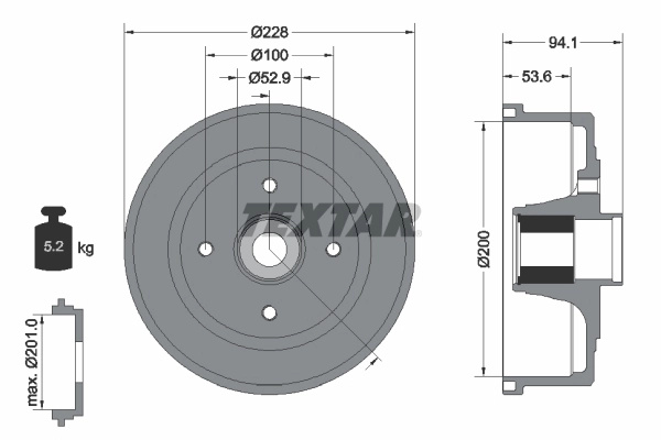 Tambur frana TEXTAR 94041100 model OPEL CORSA C (X