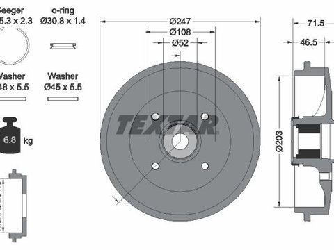 Tambur frana TEXTAR 94041500