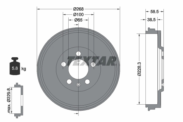 Tambur frana TEXTAR 94046000 pentru SEAT TOLEDO IV (KG3) 2012-2019