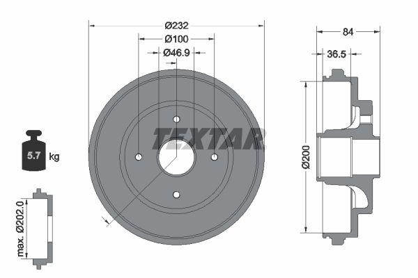 Tambur frana TEXTAR 94049400