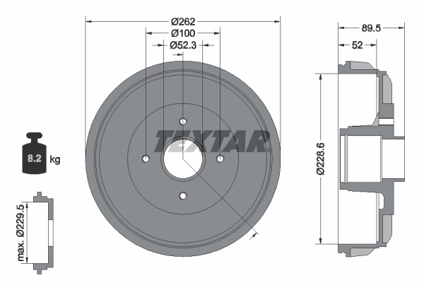 Tambur frana TEXTAR 94049700 model DACIA SANDERO II 2016 2017 2018 2019 2020 2021
