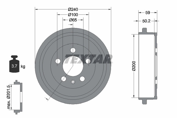Tambur frana Textar SKODA (SVW) FABIA (551) 2008-2015 - 94023800