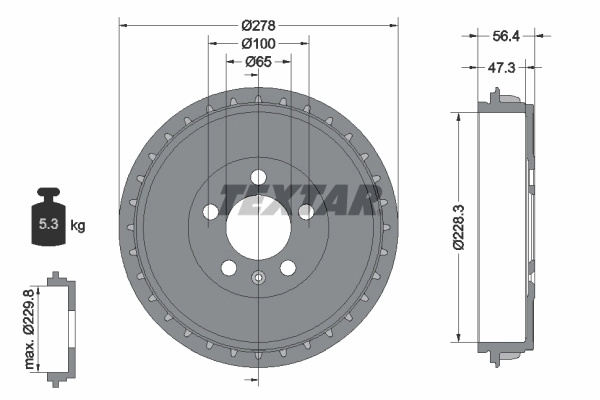 Tambur frana Textar VW POLO VI (AW1, BZ1, AE1) 2017-2025 - 94046300