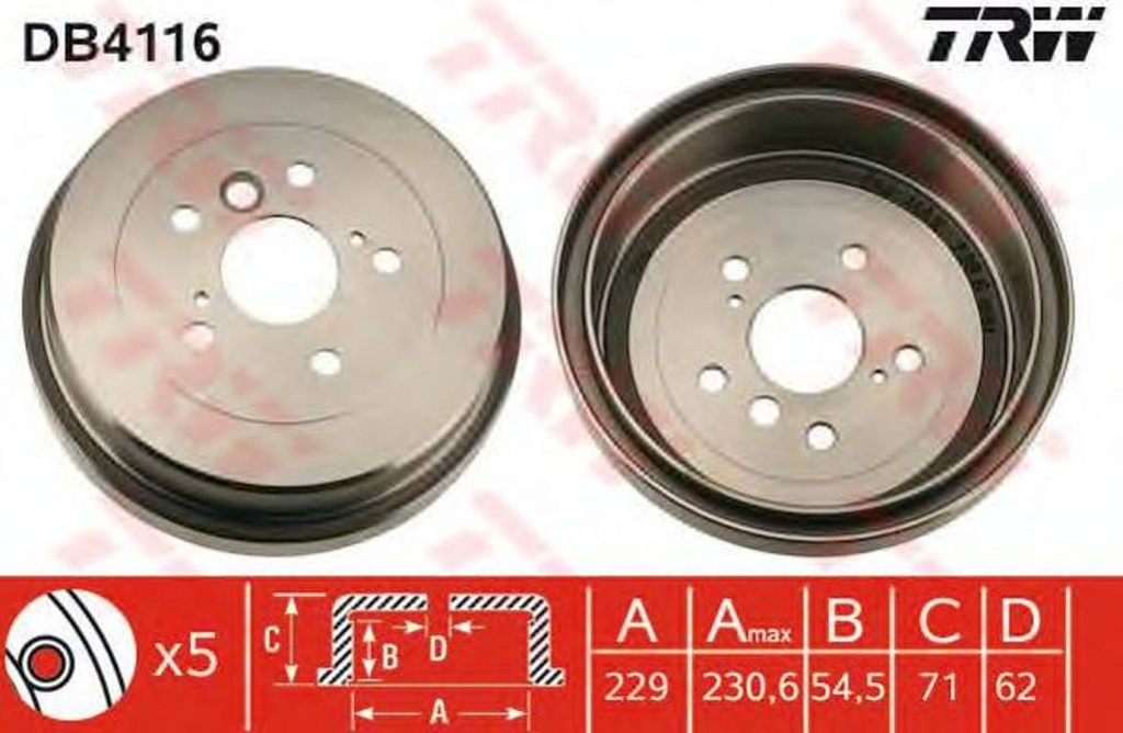 Tambur frana TOYOTA CAMRY CV1 XV1 V1 TRW DB4116