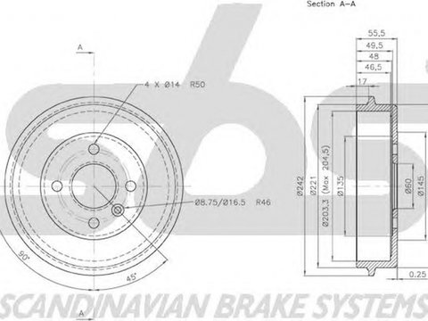 Tambur frana VOLVO 460 L 464 sbs 1825254807