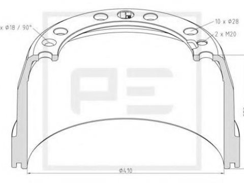 Tambur frana VOLVO FH 12, VOLVO FH 16, VOLVO FM 12 - PE Automotive 146.132-00A