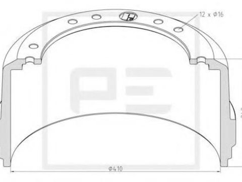 Tambur frana VOLVO FH 12, VOLVO FM 7, VOLVO FH 16 - PE Automotive 146.171-00A