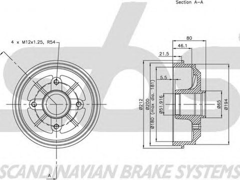 Tambur frana VOLVO S80 I TS XY sbs 1825251904