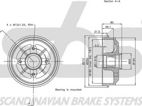 Tambur frana VOLVO S80 I TS XY sbs 1825251909