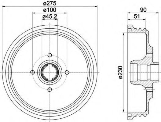 Tambur frana VW CADDY II caroserie 9K9A HELLA 8DT3