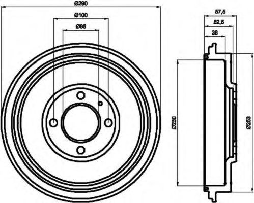 Tambur frana VW CADDY II combi 9K9B HELLA 8DT355300811