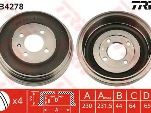 Tambur frana VW GOLF 3 Estate (1H5) (1993 - 1999) TRW DB4278