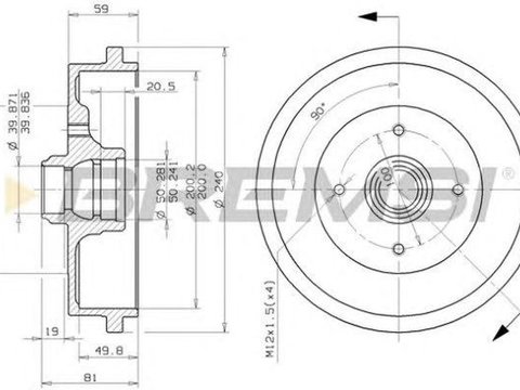 Tambur frana VW GOLF IV Cabriolet 1E7 BREMSI DR5244