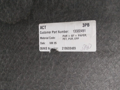 Tavita Portbagaj Opel Astra J An fab 2015 Cod piesa : 13322491