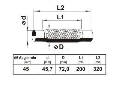 Teava flexibila, esapament FIAT 500 C (312) (2009 - 2016) ERNST 460071 piesa NOUA