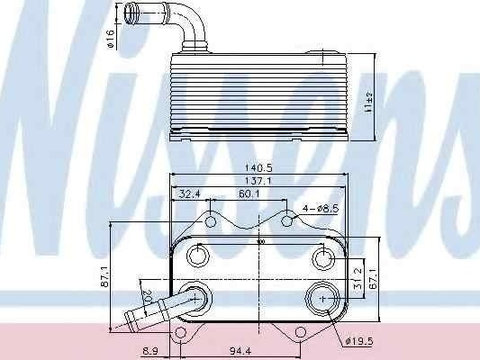 Termoflot radiator ulei AUDI A1 (8X1 8XF) NISSENS 90660