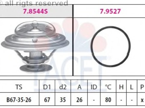 Termostat 7 8544 FACET pentru Vw Golf Vw Bora Vw Jetta Vw Sharan Seat Alhambra Vw Eurovan Vw Transporter Vw Phaeton Vw Touareg Audi Tt Vw Multivan Audi A3 Vw Rabbit