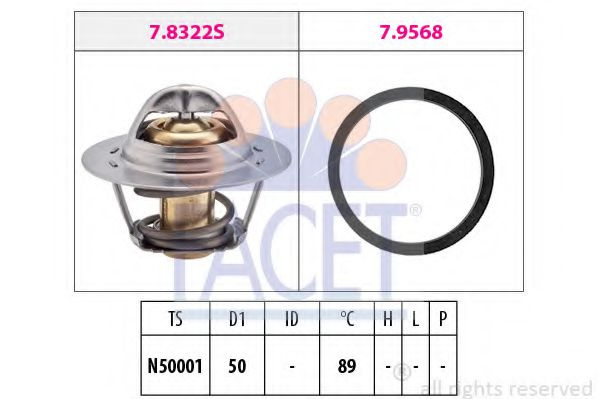 Termostat DACIA LOGAN II (2012 - 2016) FACET 7.8322